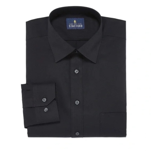 Stafford Men’s Fitted Black Easy Care Travel Dress Shirt Size 18 XXL - Picture 1 of 3